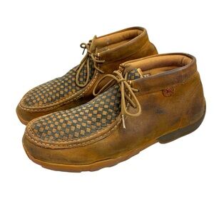 Twisted X Men's Chukka Driving Moc Size 12 Woven Leather Brown